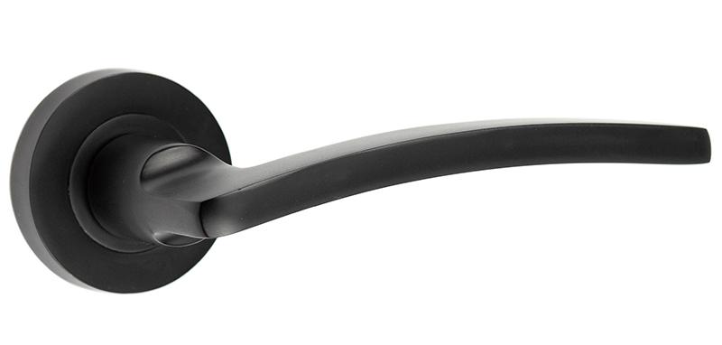 Noir Matt Black Designer Lever on Rose